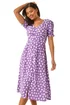 Roman Lilac Heart Print Ruched Midi Dress - Size 16 Image 1