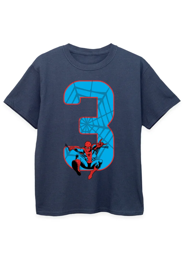 Ada & Ted Marvel Spider-Man 3rd Birthday Kids Navy T-Shirt (3-6 Years)