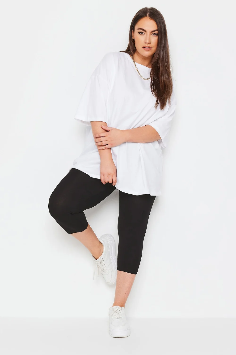 Yours 2 Pack Curve Black Stretch Cropped Leggings - 24 Image 2