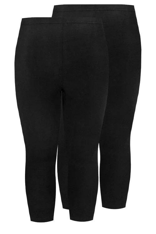Yours 2 Pack Curve Black Stretch Cropped Leggings - 24 Image 4