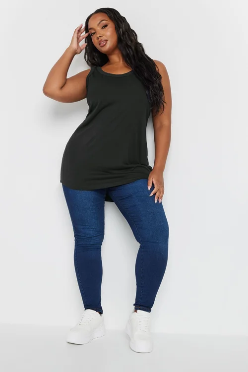 Yours 3 Pack Curve Navy Blue, Black & White Core Vest Tops - Size 38-40 Image 3