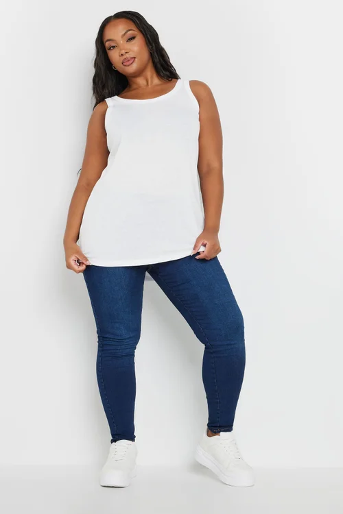 Yours 3 Pack Curve Navy Blue, Black & White Core Vest Tops - 22-24 Image 5