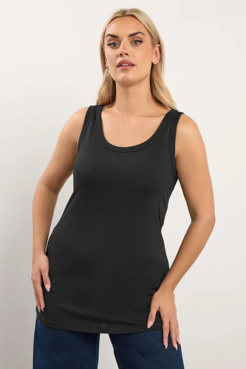 Yours 2 Pack Curve Black Core Vest Tops - Size 30-32 Image 2