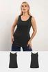 Yours 2 Pack Curve Black Core Vest Tops - Size 30-32 Image 1