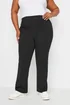 Yours Bestseller Curve Black Pull On Ribbed Bootcut Stretch Trousers - 30-32/L30 Image 1