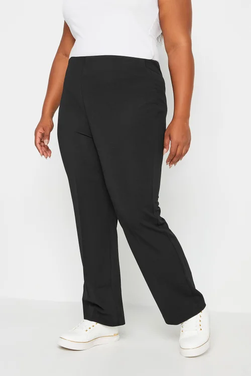 Yours Bestseller Curve Black Pull On Ribbed Bootcut Stretch Trousers - 30-32/L30 Image 2
