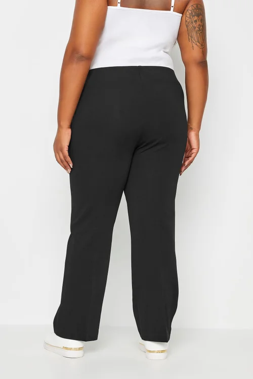 Yours Bestseller Curve Black Pull On Ribbed Bootcut Stretch Trousers - 30-32/L30 Image 4