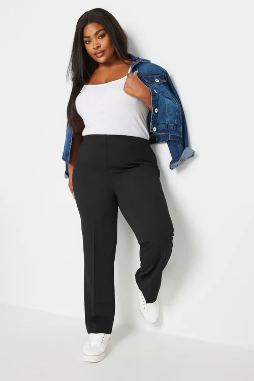 Yours Bestseller Curve Black Pull On Ribbed Bootcut Stretch Trousers - 30-32/L30 Image 3
