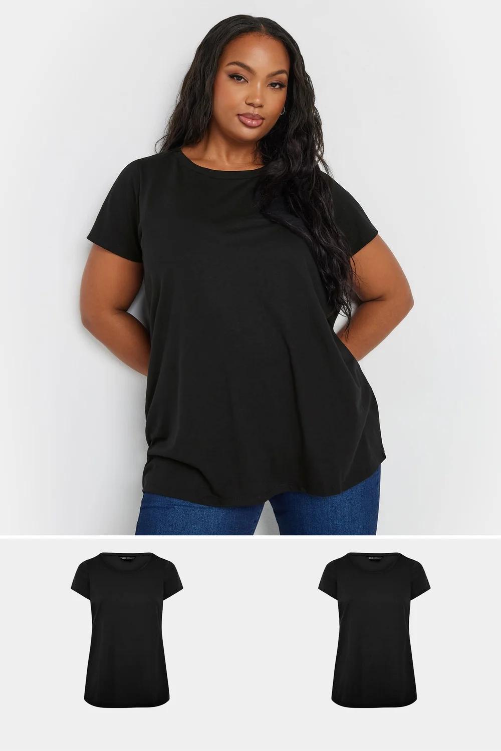 Yours 2 Pack Curve Black Core T Shirts - Size 22-24 Image 1