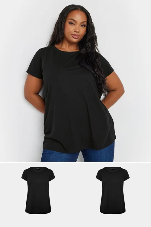Yours 2 Pack Curve Black Core T Shirts - Size 22-24 Image 1
