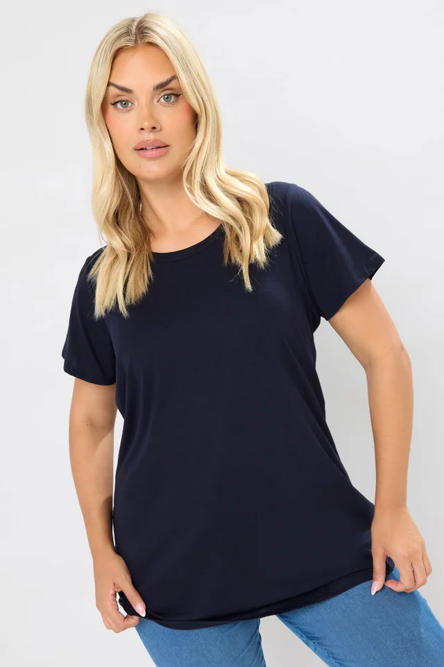 Yours 3 Pack Curve Navy Blue & Black Core T Shirts