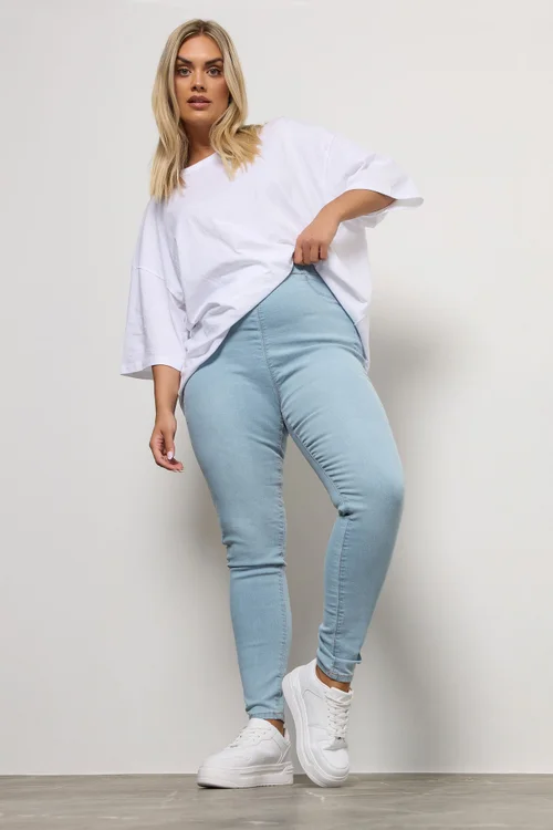 Yours For Good Curve Light Blue Pull On Stretch JENNY Jeggings - 18/L28 Image 2