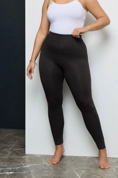 Yours For Good 2 Pack Curve Black Cotton Stretch Leggings - 26/L28 Image 4