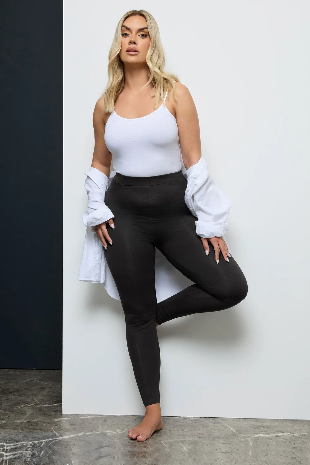 Yours For Good 2 Pack Curve Black Cotton Stretch Leggings - 26/L28 Image 2