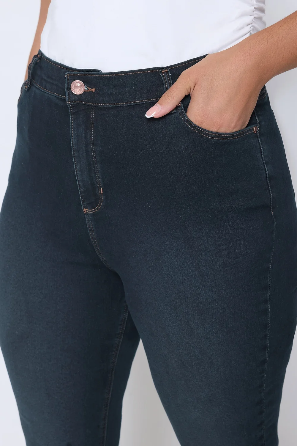 Yours Curve Dark Indigo Blue Bootcut Stretch ISLA Jeans - 30/L30 Image 3