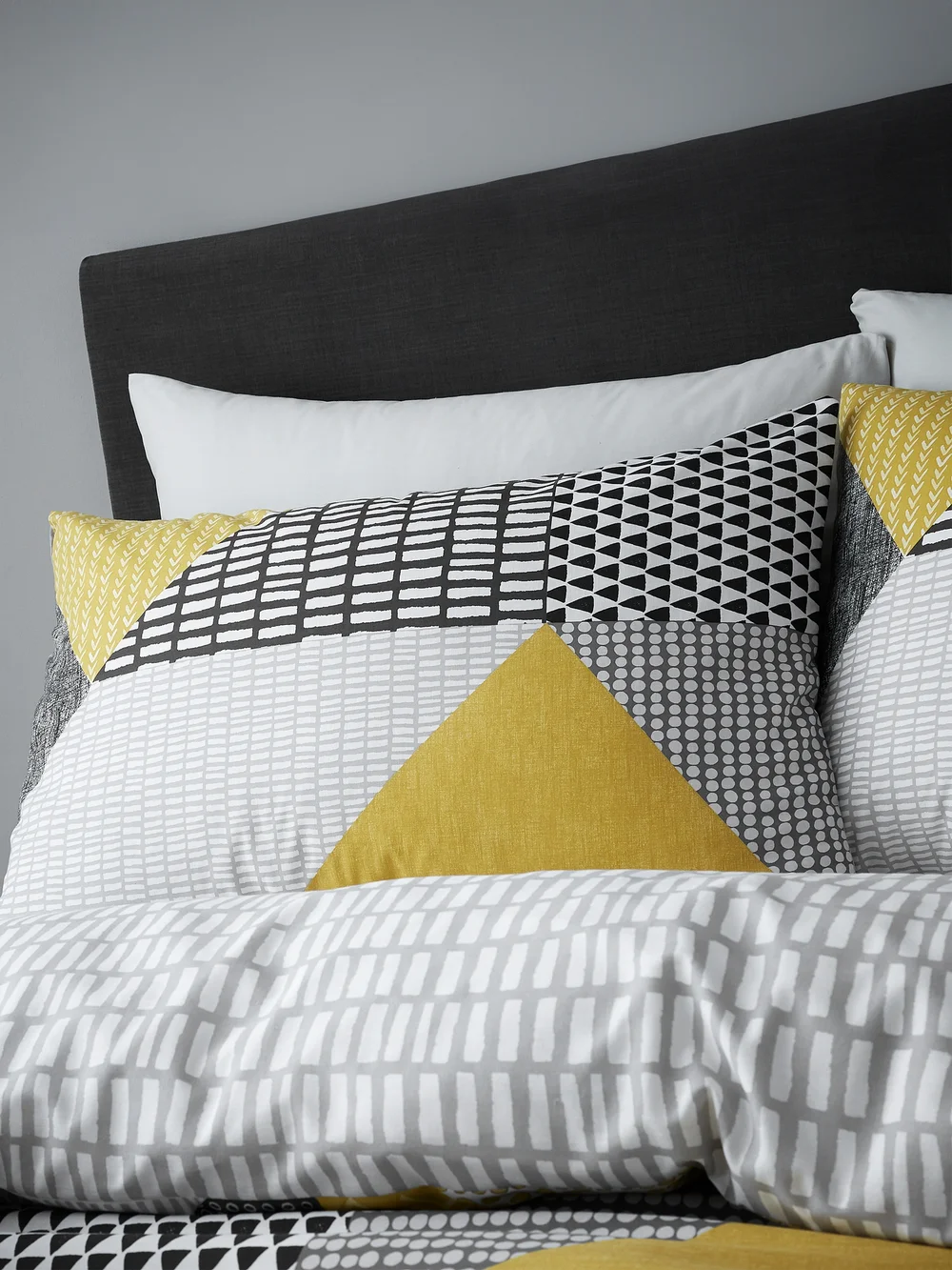 Catherine Lansfield Larsson Geo Reversible Duvet Cover Set Ochre Yellow - Single Image 2