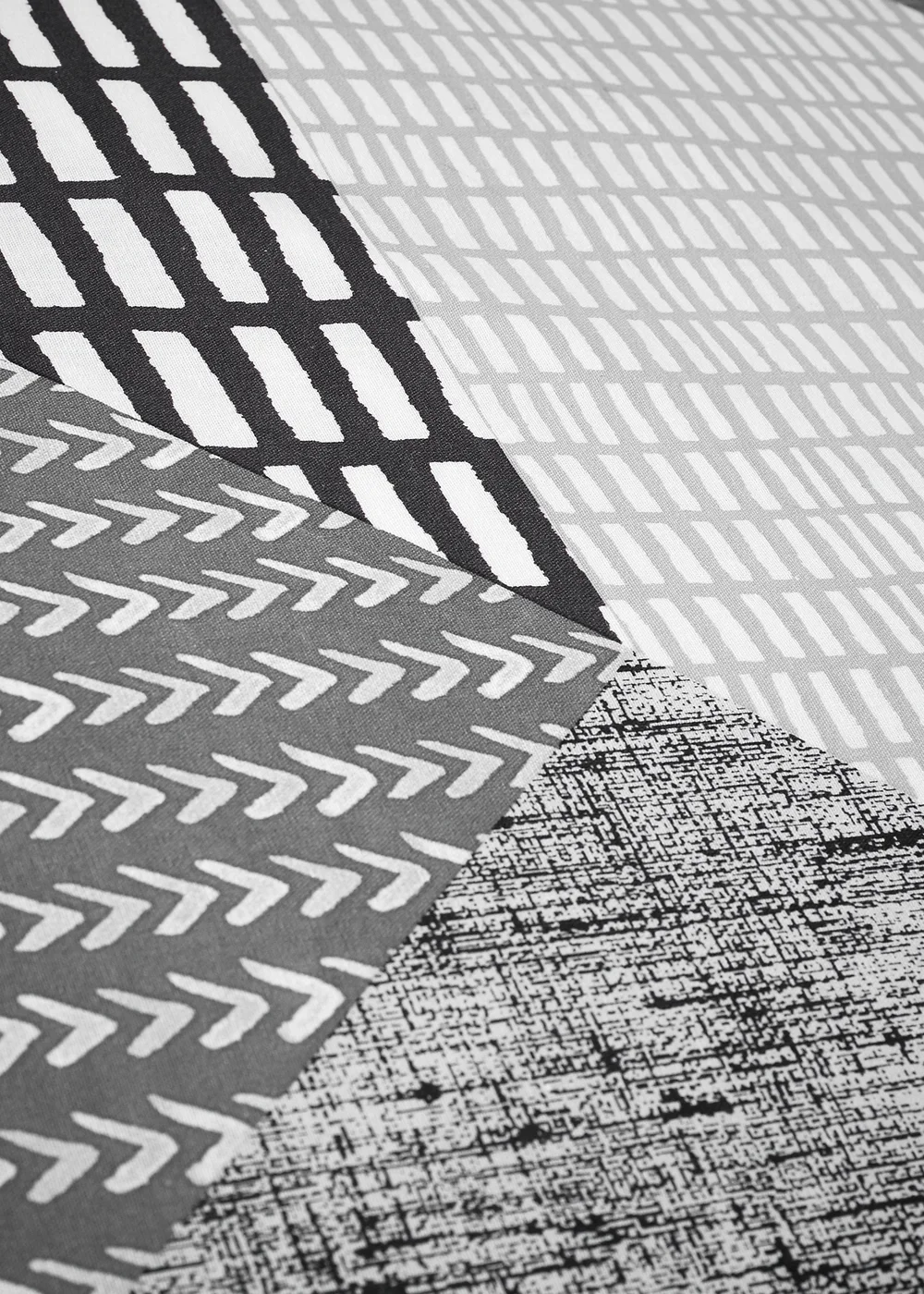 Catherine Lansfield Larsson Geo Reversible Duvet Cover Set Grey - Single Image 4