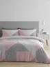 Catherine Lansfield Larsson Geo Reversible Duvet Cover Set Pink - Single Image 1