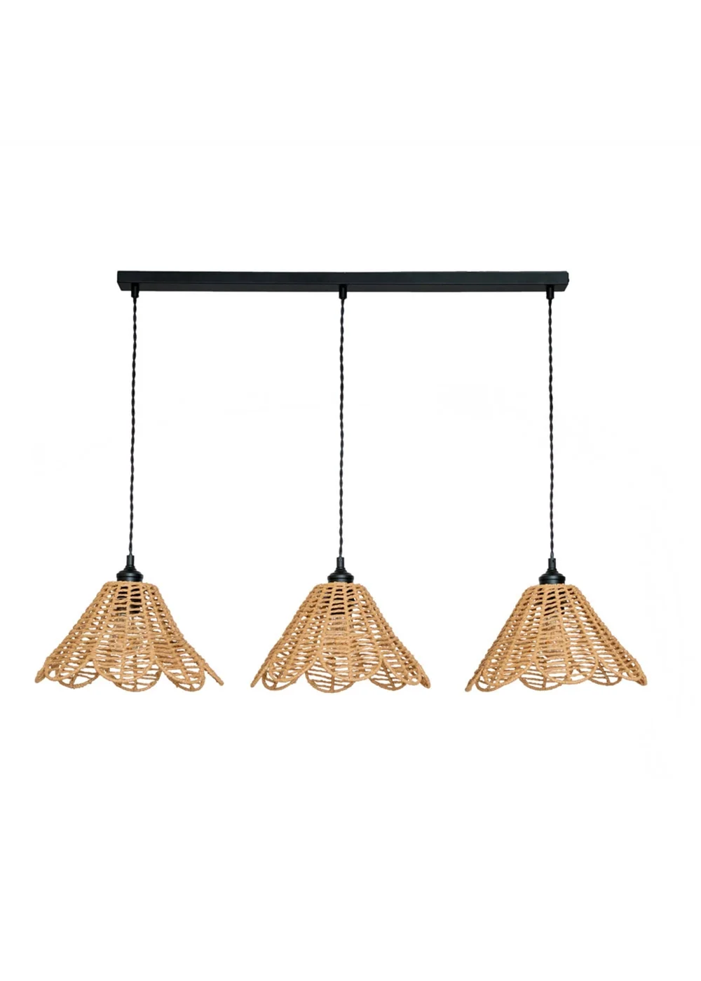 ValueLights Vine Rattan Flower Shade 3 Drop Matte Diner Ceiling Pendant Light - One Size Image 2