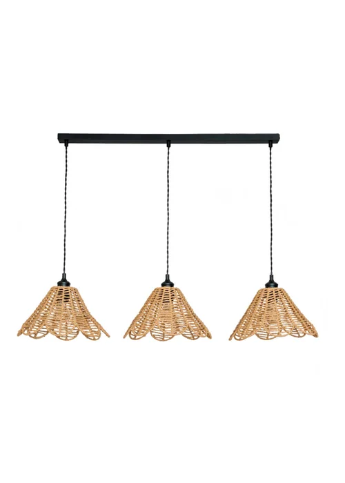 ValueLights Vine Rattan Flower Shade 3 Drop Matte Diner Ceiling Pendant Light - One Size Image 2