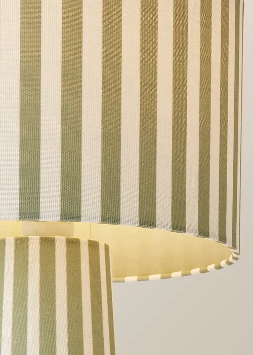 ValueLights Thorley Green Stripe Drum Shade Full Fabric Table Lamp - One Size Image 4