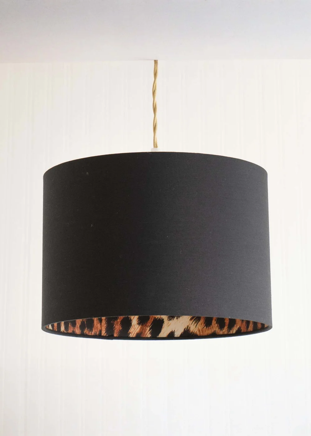 ValueLights Oasis Black Fabric with Leopard Print Inner Drum Ceiling Small Lamp Shade - One Size Image 2