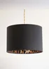 ValueLights Oasis Black Fabric with Leopard Print Inner Drum Ceiling Small Lamp Shade - One Size Image 2