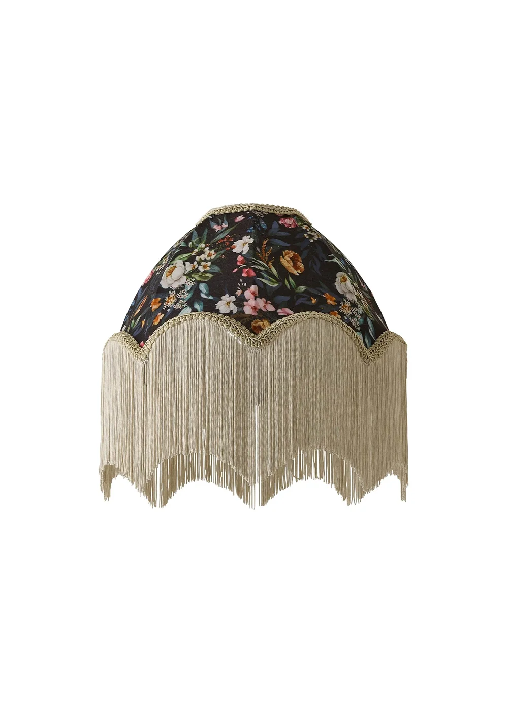 ValueLights Peony Scalloped Floral Fabric Classic Lamp Shade with Cream Tassels - One Size Image 2