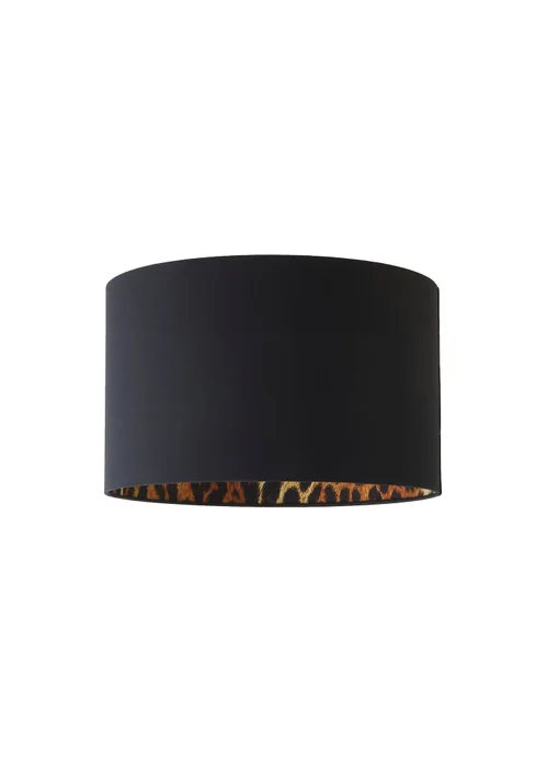 ValueLights Oasis Black Fabric with Leopard Print Inner Drum Ceiling Large Lamp Shade - One Size Image 2
