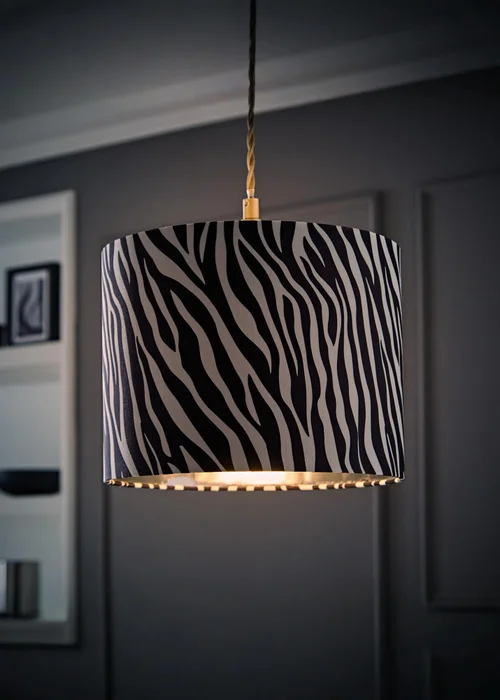 ValueLights Oasis Zebra Print Fabric with Inner Drum Ceiling Lamp Shade - One Size Image 3