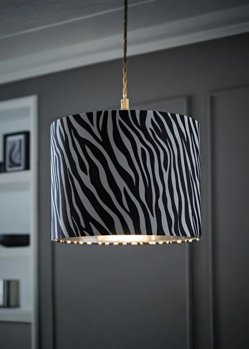 ValueLights Oasis Zebra Print Fabric with Inner Drum Ceiling Lamp Shade - One Size Image 1