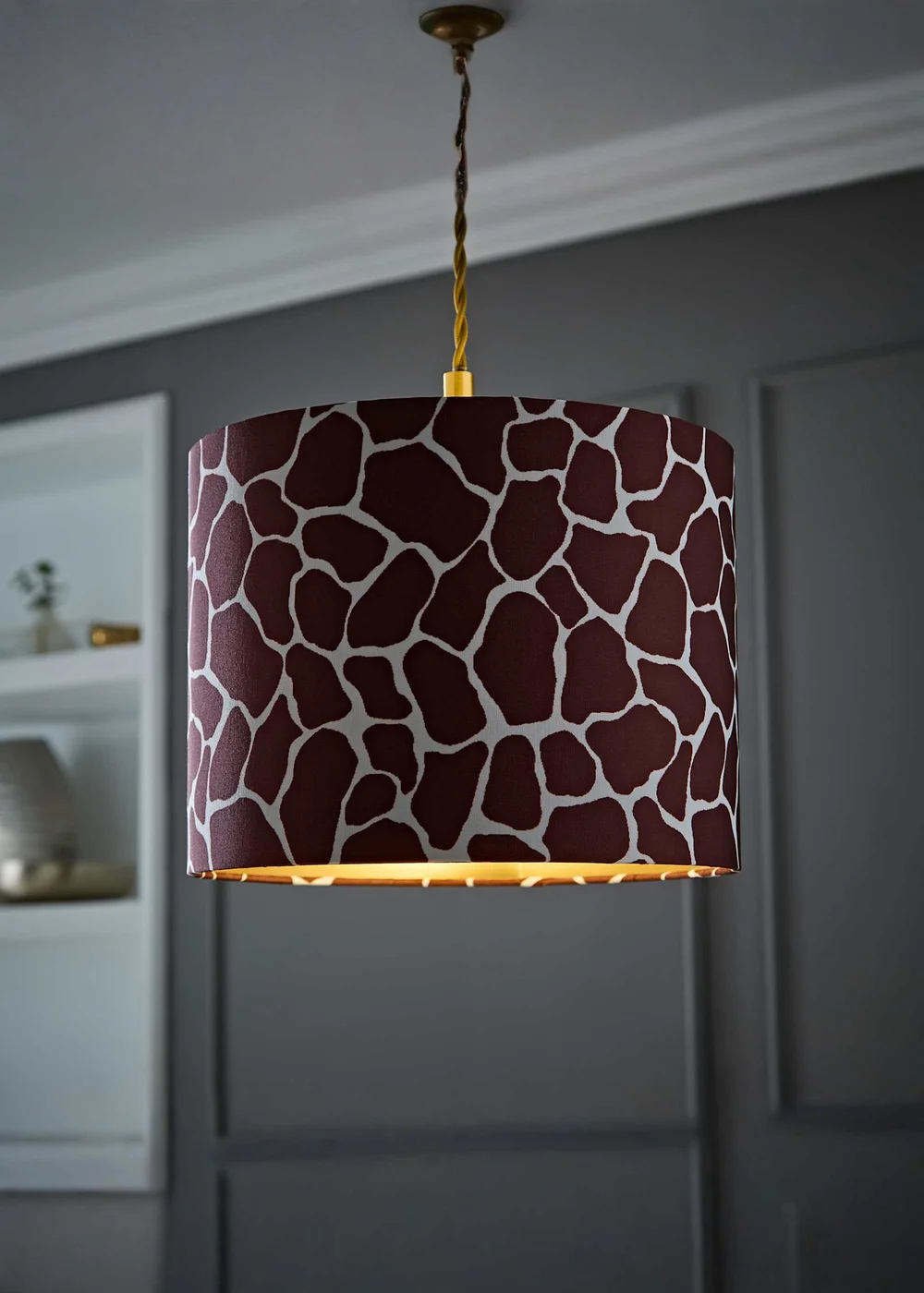 ValueLights Oasis Giraffe Print Fabric with Inner Drum Ceiling Lamp Shade - One Size Image 1