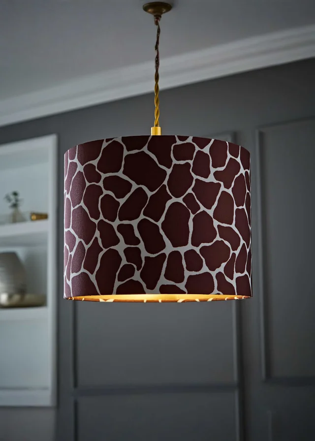 ValueLights Oasis Giraffe Print Fabric with Inner Drum Ceiling Lamp Shade