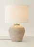 ValueLights Reid Linen Drum Shade Ribbed Ceramic Large Table Lamp - One Size Image 4
