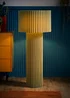 ValueLights Lenny Drum Lamp Shade Colour Drench Ribbed Fabric Midi Floor Lamp - One Size Image 2
