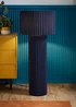 ValueLights Lenny Drum Lamp Shade Colour Drench Ribbed Fabric Midi Floor Lamp - One Size Image 1