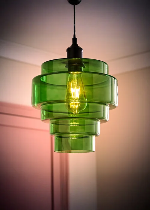 ValueLights Lane Green Glass 5 Tier Layered Easy Fit Ceiling Pendant Lamp Shade - One Size Image 3