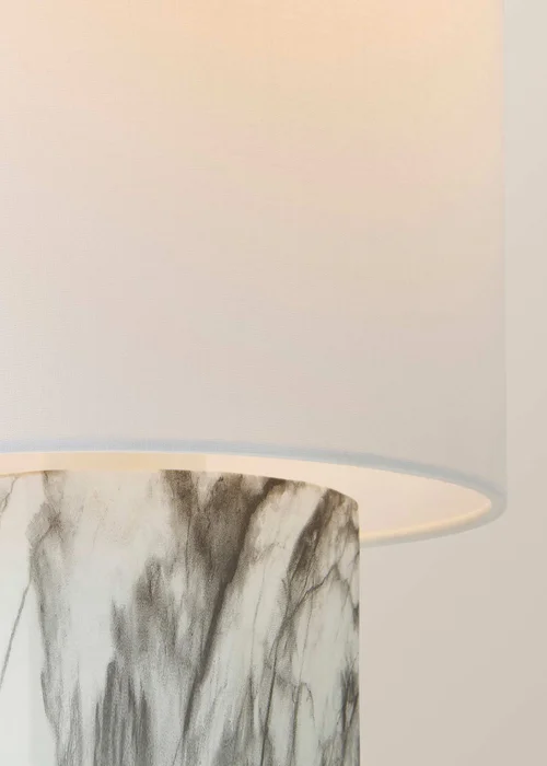 ValueLights Melanie Marble Effect Table Lamp with Linen Shade - One Size Image 4