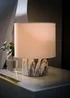 ValueLights Melanie Marble Effect Table Lamp with Linen Shade - One Size Image 3