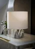 ValueLights Melanie Marble Effect Table Lamp with Linen Shade - One Size Image 1