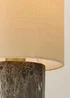 ValueLights Melanie Dark Marble Effect Table Lamp with Natural Linen Lamp Shade - One Size Image 4