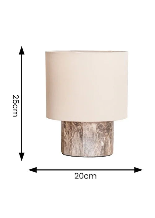 ValueLights Melanie Dark Marble Effect Table Lamp with Natural Linen Lamp Shade - One Size Image 6