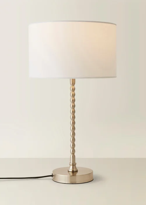 ValueLights Maeve Black Fabric Drum Lamp Shade Bobbin Bobble Table Lamp - One Size Image 3