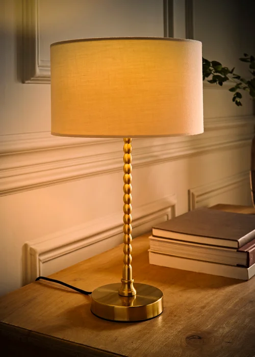 ValueLights Maeve Black Fabric Drum Lamp Shade Bobbin Bobble Table Lamp - One Size Image 2