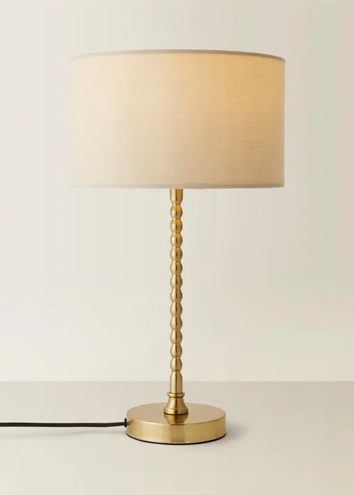 ValueLights Maeve Black Fabric Drum Lamp Shade Bobbin Bobble Table Lamp - One Size Image 3