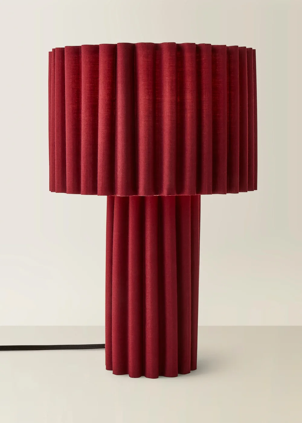ValueLights Lenny Drum Lamp Shade Colour Drench Ribbed Full Fabric Table Lamp - One Size Image 1