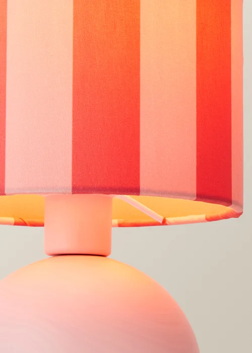 ValueLights Miley Pink Stripes Drum Lamp Shade Pale Pink Table Lamp - One Size Image 4