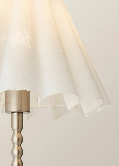 ValueLights Maeve White Scallop Pleated Taper Shade Bobbin Bobbles Table Lamp - One Size Image 4