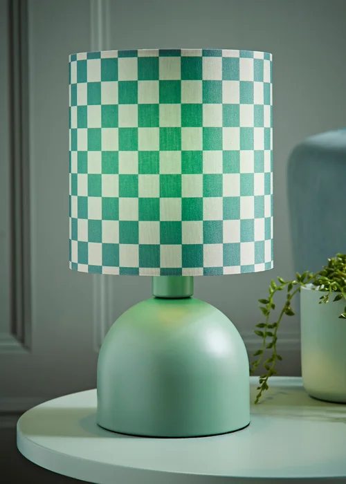 ValueLights Miley Green Checkerboard Drum Lamp Shade Table Lamp - One Size Image 1