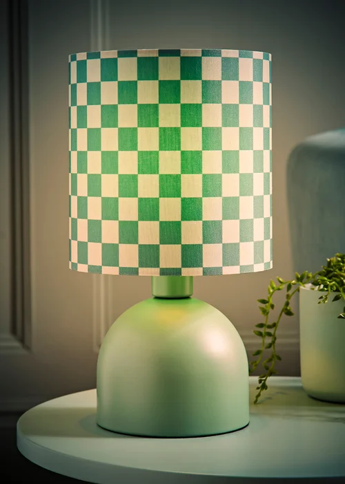 ValueLights Miley Green Checkerboard Drum Lamp Shade Table Lamp - One Size Image 2